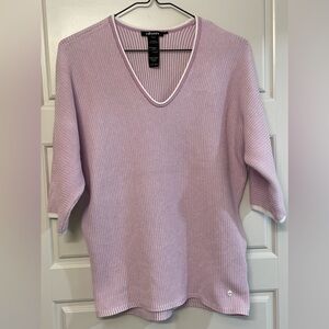 Olsen Dream & White V-Neck Striped Sweater